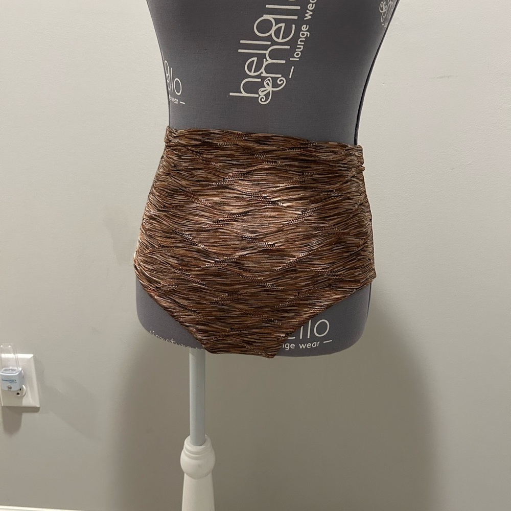Textured Brown High Waisted Bikini Bottom